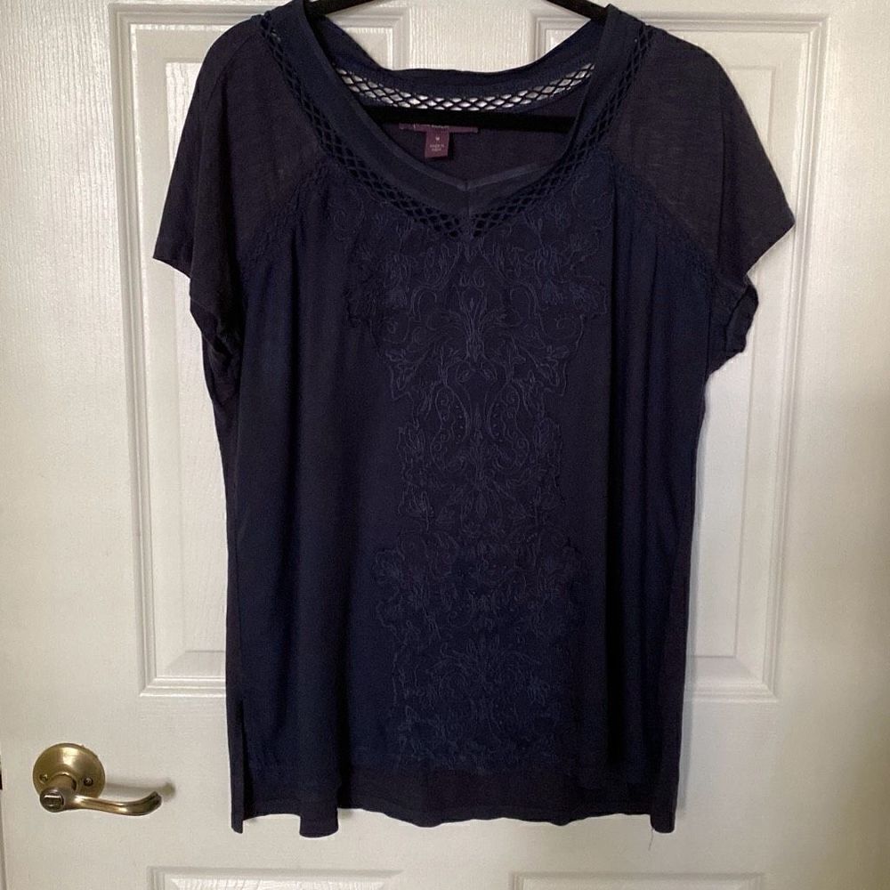 Women’s Gloria Vanderbilt Sleeveless Tunic Top, Navy, Size Medium